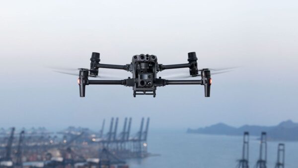 M30T in flight over a harbour